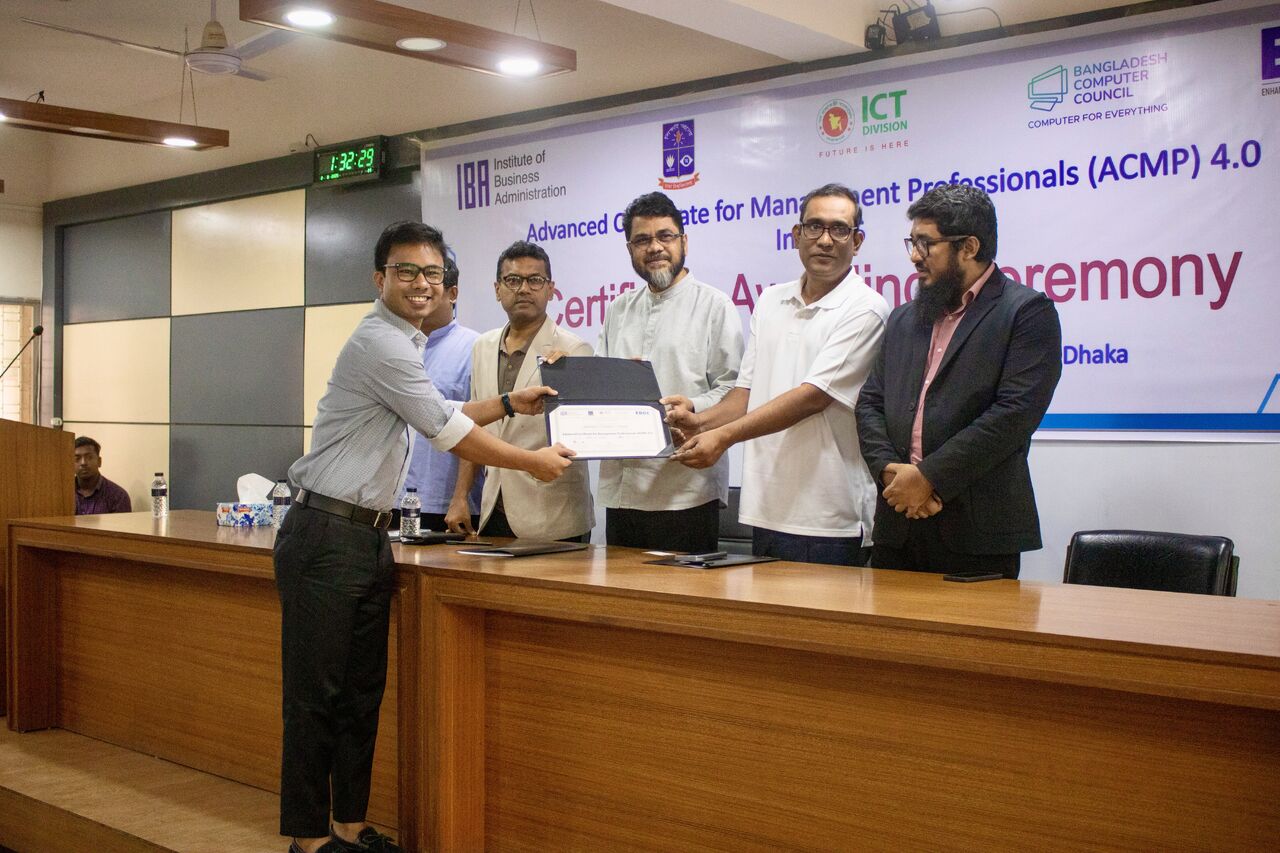 Receiving the ACMP-4.0 certificate from IBA, University of Dhaka